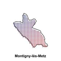 Karta av montigny les metz stad med lutning Färg, punkt teknologi stil illustration design mall, lämplig för din företag vektor