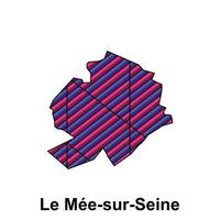 le mee sur Seine Stadt Karte von Frankreich Land, abstrakt geometrisch Karte mit Farbe kreativ Design Vorlage vektor