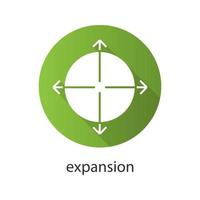 expansion platt design lång skugga ikon. expandera abstrakt metafor. vektor siluett symbol