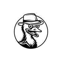 Vogel Emu mit Hut Illustration kreativ Design Vorlage vektor