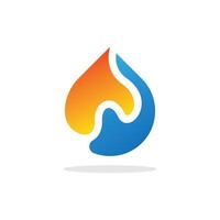 vatten och brand i släppa unik design, logotyp för din industri vektor