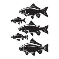 Fisch Silhouette Illustration, schwarz Farbe Fisch Silhouette isoliert Weiß Hintergrund vektor