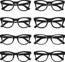 svart silhuetter av annorlunda glasögon, översikt, svart Färg silhuett vektor