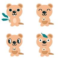 hand dragen australier Quokka med bebis ClipArt samling. perfekt för tee, klistermärken, affisch. isolerat illustration för dekor och design. vektor