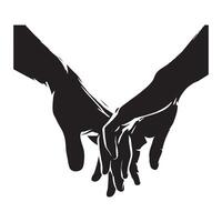 innehav händer isolerat på vit. som visar något kvinna hand gest, svart Färg silhuett vektor