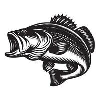 fisk silhuett illustration, svart Färg fisk silhuett isolerat vit bakgrund vektor
