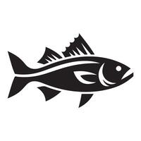 fisk silhuett illustration, svart Färg fisk silhuett isolerat vit bakgrund vektor