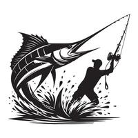 Fisch Silhouette Illustration, schwarz Farbe Fisch Silhouette isoliert Weiß Hintergrund vektor