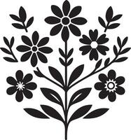 platt design blomma silhuetter, svart Färg silhuett vektor