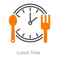 Mittagessen Zeit und Mittagessen Symbol Konzept vektor