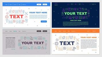 digitala tjänster webbsida design vektor mallar set. grafisk design, sociala medier. webbplatsgränssnittsidéer med linjära illustrationer. målsidans layout. webbbanner, webbsida färg koncept