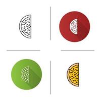die Hälfte des Pizzasymbols. flaches Design, lineare und Farbstile. Pizzeria-Zeichen. isolierte vektorillustrationen vektor
