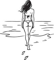 kvinna bär bikini på sommar semester. vektor