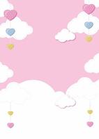 födelsedag bakgrund med moln och hjärta på rosa Färg bakgrund vektor