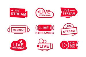 Leben Strom Logo, Symbol Sammlung. Leben online Rundfunk, streamen. Sozial Medien vektor