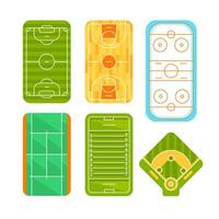 Sport Boden. Felder zum Sport Spiele. Basketball, Volleyball, Fußball und Eis Eishockey, Tennis und Baseball vektor