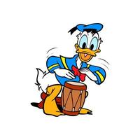 Disney Charakter Donald Ente und Schlagzeug Karikatur Animation vektor