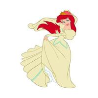 Disney Prinzessin animiert Charakter schön Ariel Karikatur vektor