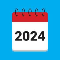 kalender icon.2024. kalender med Uppfostrad sidor. platt ikon för appar och webbplatser, röd kalender isolerat på blå bakgrund. vektor