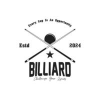 biljard logotyp design årgång retro bricka vektor