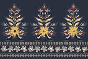 schön Ikat Blumen- Stickerei Muster. afrikanisch Stammes- traditionell Muster. aztekisch Stil, Stickerei, abstrakt, Illustration, Design zum Textur, Stoff, Teppich, Vektorkleidung, Verpackung, vektor