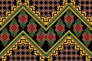 aztec stam- geometrisk bakgrund i svart röd gul vit sömlös rand mönster. traditionell prydnad etnisk stil. design för textil, tyg, Kläder, ridå, matta, prydnad, omslag. vektor