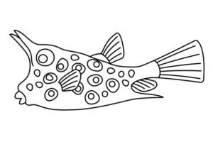 tropisch Fisch. einfach Hand gezeichnet. isoliert auf Weiß Hintergrund. Gekritzel Fisch Linie Kunst Zeichnung. Kunst Therapie Färbung Seite zum Kinder und Erwachsene. schwarz und Weiß Illustration vektor