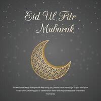 eid mubarak hälsning kort design med islamic lykta och halvmåne måne , eid social media posta, eid al fitr mubarak islamic bakgrund design mall för eid mubarak lyckönskningar hälsning kort vektor