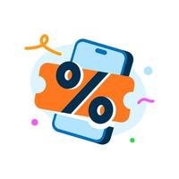 e Geschenk Karte, Digital Gutschein auf Smartphone Konzept Illustration eben Design. einfach modern Grafik Element zum ui, Infografik, Symbol vektor