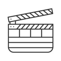 Lineares Symbol der Filmklappe. dünne Linie Abbildung. Timecode-Slate. Kontursymbol. Vektor isolierte Umrisszeichnung