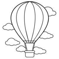 heiß Luft Ballon auf das Himmel Gliederung Färbung Buch Seite Linie Kunst Illustration Digital Zeichnung vektor