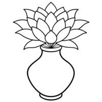 lotus blomma översikt illustration färg bok sida design, lotus blomma svart och vit linje konst teckning färg bok sidor för barn och vuxna vektor