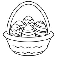 påsk ägg korg översikt färg bok sida linje konst illustration digital teckning vektor