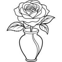 Rose Blume Gliederung Illustration Färbung Buch Seite Design, Rose Blume schwarz und Weiß Linie Kunst Zeichnung Färbung Buch Seiten zum Kinder und Erwachsene vektor