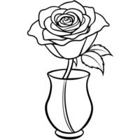 Rose Blume Gliederung Illustration Färbung Buch Seite Design, Rose Blume schwarz und Weiß Linie Kunst Zeichnung Färbung Buch Seiten zum Kinder und Erwachsene vektor