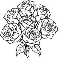 Rose Blume Gliederung Illustration Färbung Buch Seite Design, Rose Blume schwarz und Weiß Linie Kunst Zeichnung Färbung Buch Seiten zum Kinder und Erwachsene vektor