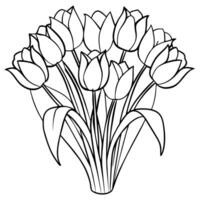 Tulpe Blume Gliederung Illustration Färbung Buch Seite Design, Tulpe Blume schwarz und Weiß Linie Kunst Zeichnung Färbung Buch Seiten zum Kinder und Erwachsene vektor