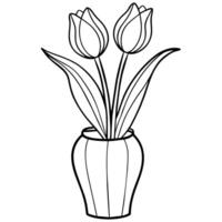 Tulpe Blume Gliederung Illustration Färbung Buch Seite Design, Tulpe Blume schwarz und Weiß Linie Kunst Zeichnung Färbung Buch Seiten zum Kinder und Erwachsene vektor