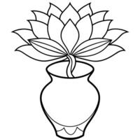 lotus blomma översikt illustration färg bok sida design, lotus blomma svart och vit linje konst teckning färg bok sidor för barn och vuxna vektor