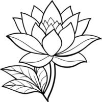 Lotus Blume Gliederung Illustration Färbung Buch Seite Design, Lotus Blume schwarz und Weiß Linie Kunst Zeichnung Färbung Buch Seiten zum Kinder und Erwachsene vektor