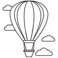 heiß Luft Ballon auf das Himmel Gliederung Färbung Buch Seite Linie Kunst Illustration Digital Zeichnung vektor