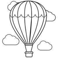 heiß Luft Ballon auf das Himmel Gliederung Färbung Buch Seite Linie Kunst Illustration Digital Zeichnung vektor