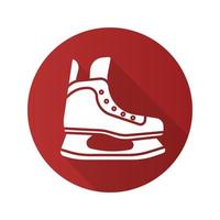 Schlittschuh flaches Design lange Schattensymbol. Hockey-Skate. Vektor-Silhouette-Symbol