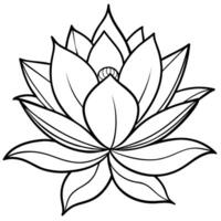 lotus blomma översikt illustration färg bok sida design, lotus blomma svart och vit linje konst teckning färg bok sidor för barn och vuxna vektor