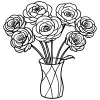 Ranunkel Blume Gliederung Illustration Färbung Buch Seite Design, Ranunkel Blume schwarz und Weiß Linie Kunst Zeichnung Färbung Buch Seiten zum Kinder und Erwachsene vektor