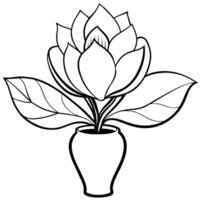 Magnolie Blume Gliederung Illustration Färbung Buch Seite Design, Magnolie Blume schwarz und Weiß Linie Kunst Zeichnung Färbung Buch Seiten zum Kinder und Erwachsene vektor