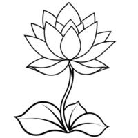 Lotus Blume Gliederung Illustration Färbung Buch Seite Design, Lotus Blume schwarz und Weiß Linie Kunst Zeichnung Färbung Buch Seiten zum Kinder und Erwachsene vektor