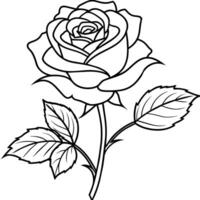 Rose Blume Gliederung Illustration Färbung Buch Seite Design, Rose Blume schwarz und Weiß Linie Kunst Zeichnung Färbung Buch Seiten zum Kinder und Erwachsene vektor