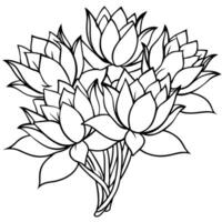 lotus blomma översikt illustration färg bok sida design, lotus blomma svart och vit linje konst teckning färg bok sidor för barn och vuxna vektor