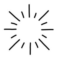 Sonne. Hand gezeichnet Gekritzel Linie Symbol. vektor
